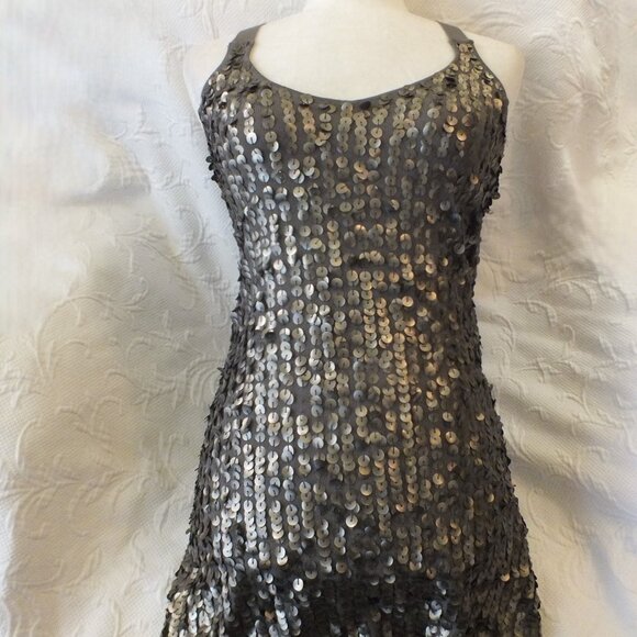 Olive Sequin Dress Glamorous Cocktail Dress Size Small Party Dress - Picture 2 of 14